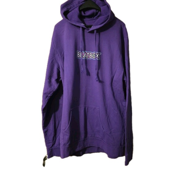 NWOT BeatBox Hoodie Pullover 2XL Neon Graphic Back Logo Party Grape Purple Rare - Picture 1 of 5